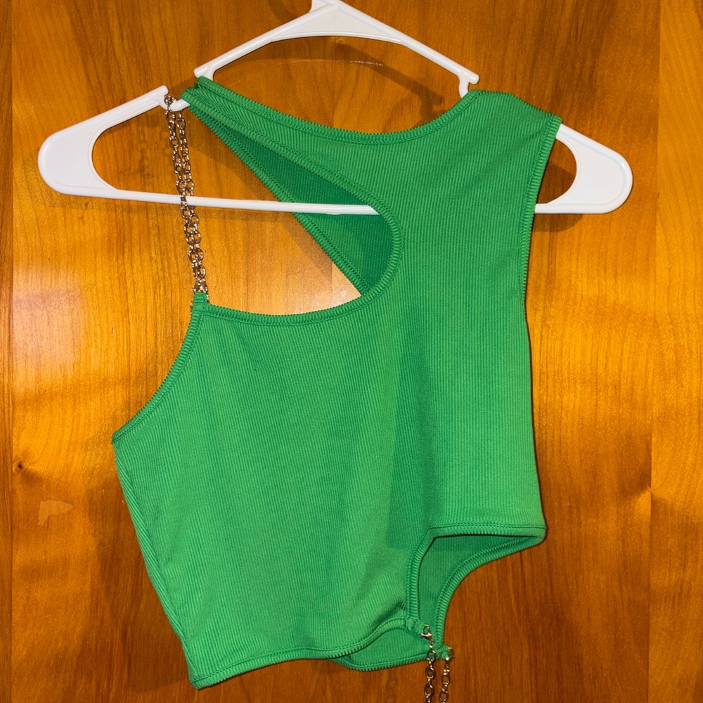 SHEIN Vibrant Green Chain Strap Crop Top